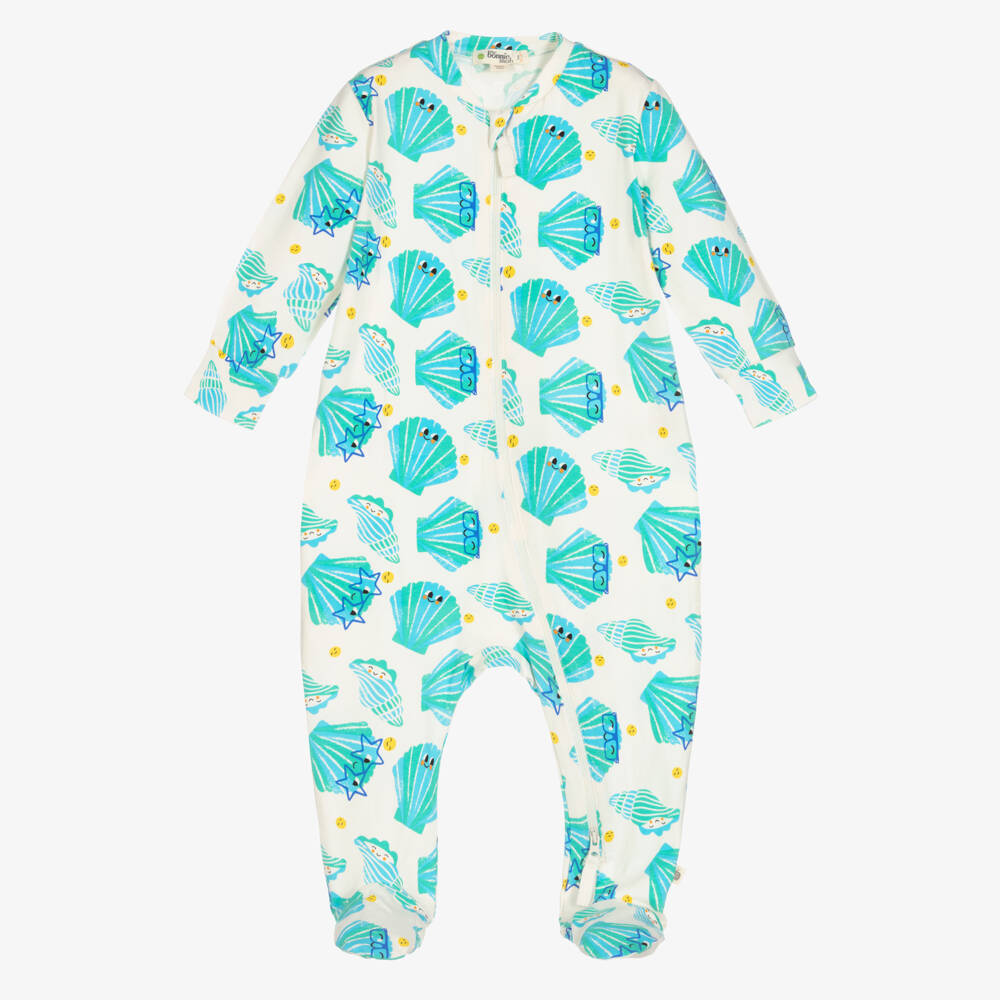 The Bonniemob-Ivory Cotton Shell Babygrow | Childrensalon Outlet