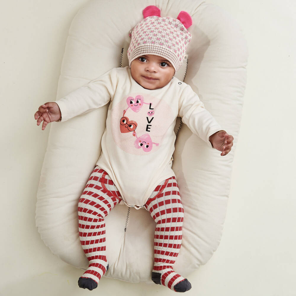 The Bonniemob-أوفرول بادي قطن عضوي لون عاجي للمولودات | Childrensalon Outlet