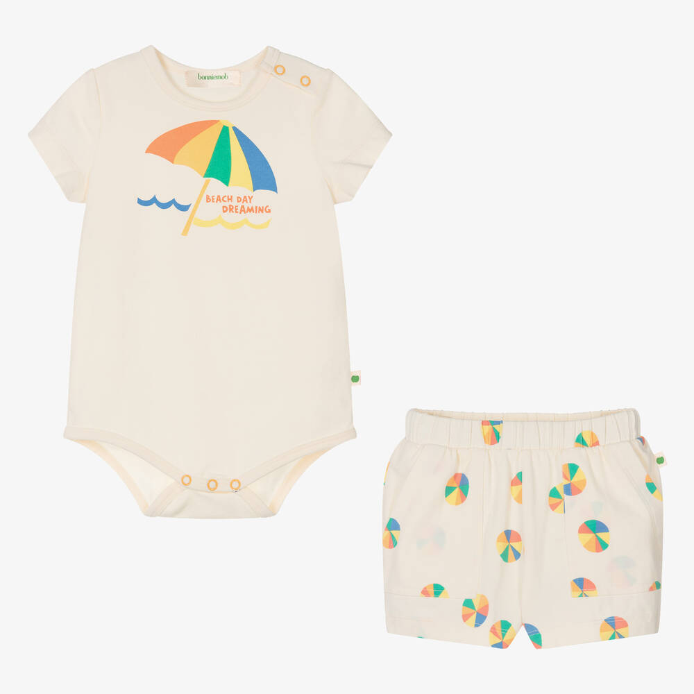 The Bonniemob-Ivory Organic Cotton Parasol Shorts Set | Childrensalon Outlet