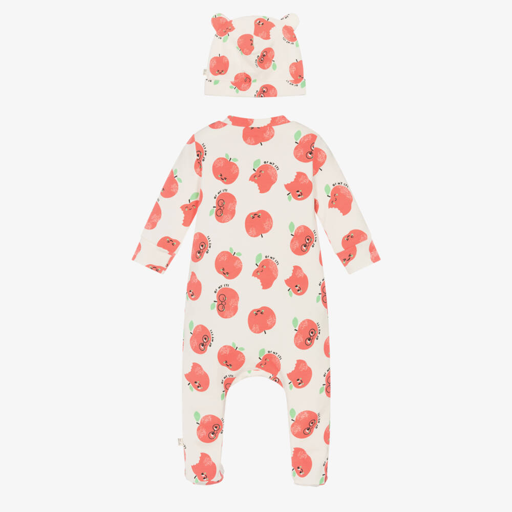 The Bonniemob-طقم أفرول بيبي غرو قطن عضوي لون عاجي وأحمر للأطفال | Childrensalon Outlet