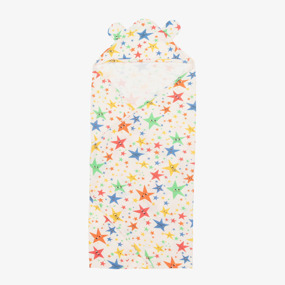 The Bonniemob-Кремовое одеяло с капюшоном и звездами (96см) | Childrensalon Outlet
