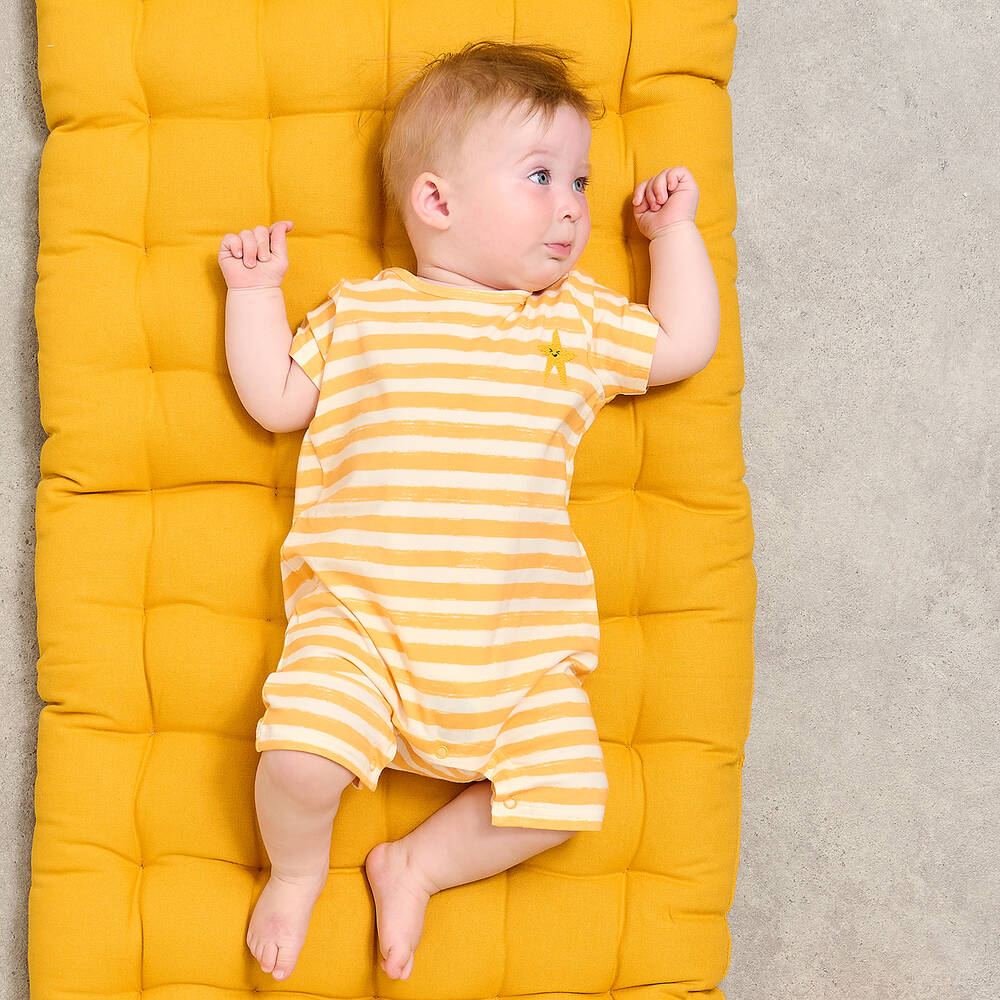 The Bonniemob-تبّان قطن عضوي جيرسي مقلم لون برتقالي للأطفال | Childrensalon Outlet