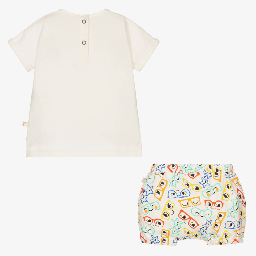 The Bonniemob-طقم شورت قطن عضوي جيرسي لون عاجي للأطفال | Childrensalon Outlet
