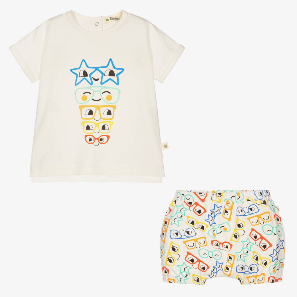 The Bonniemob-طقم شورت قطن عضوي جيرسي لون عاجي للأطفال | Childrensalon Outlet