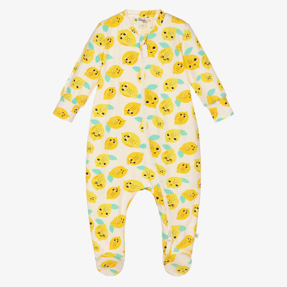 The Bonniemob-Organic Cotton Lemon Babygrow | Childrensalon Outlet