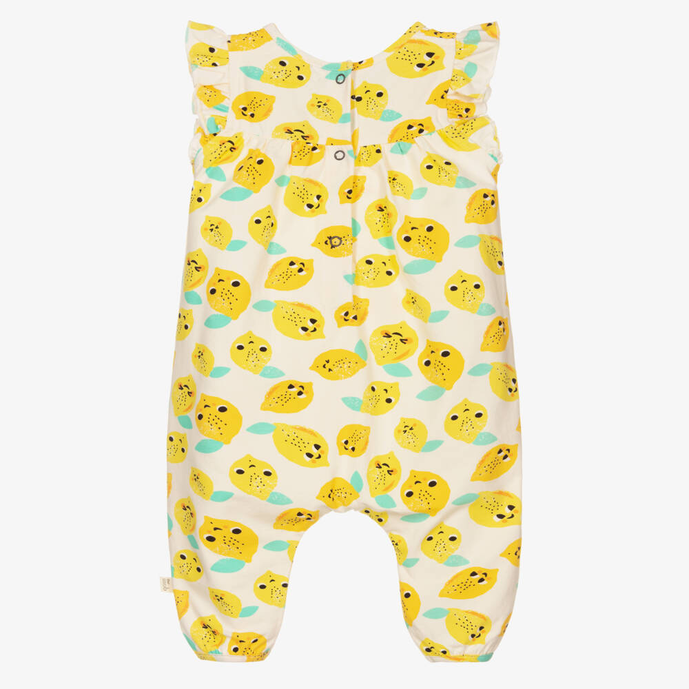 The Bonniemob-جمبسوت قطن عضوي جيرسي لون عاجي وأصفر للمولودات | Childrensalon Outlet