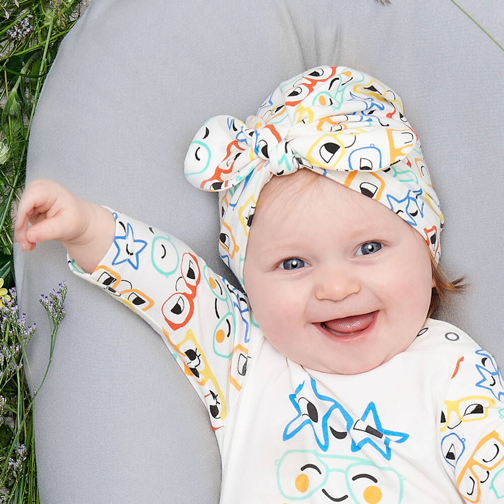 The Bonniemob-قبعة توربان قطن عضوي جيرسي لون عاجي للأطفال | Childrensalon Outlet