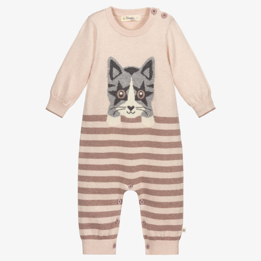 The Bonniemob-Pink Cotton Knit Romper | Childrensalon Outlet