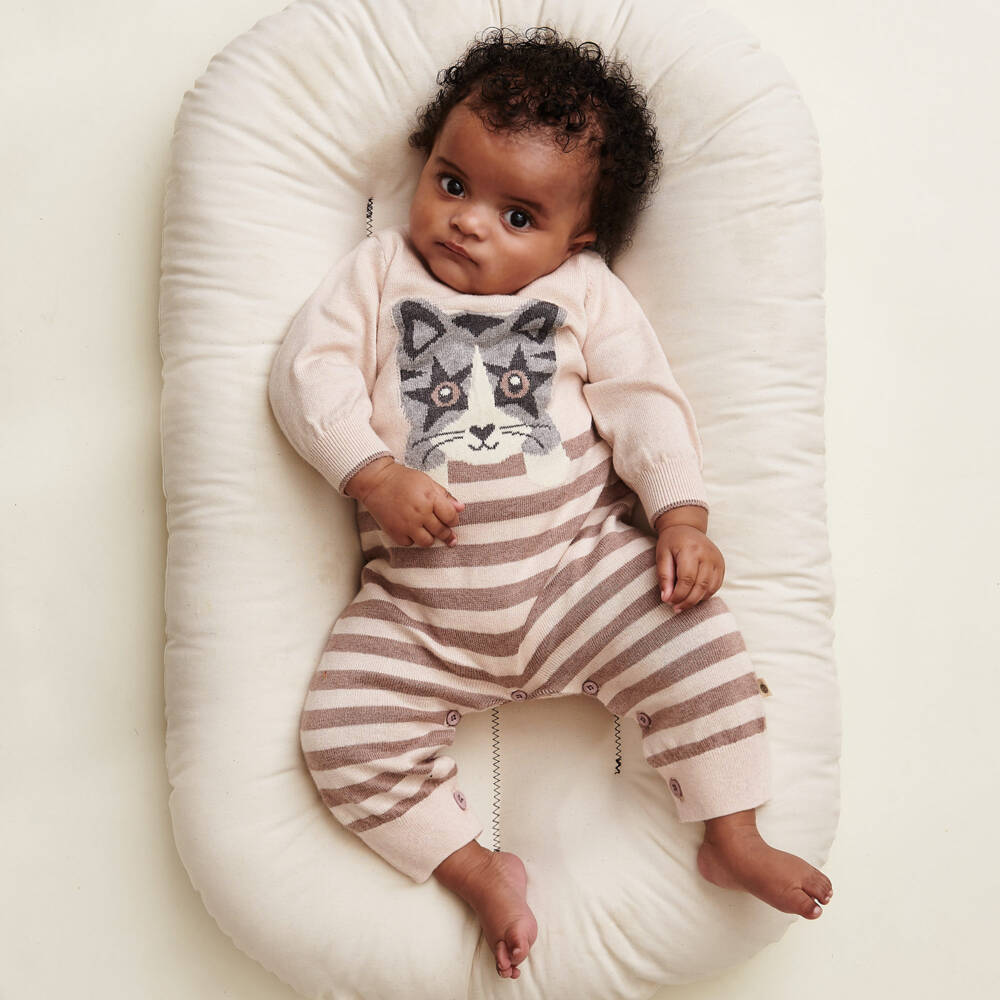 The Bonniemob-Pink Cotton Knit Romper | Childrensalon Outlet