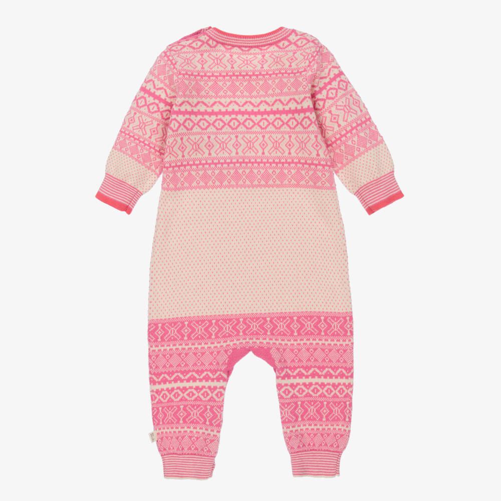 The Bonniemob-Pink Jacquard Knit Babysuit | Childrensalon Outlet