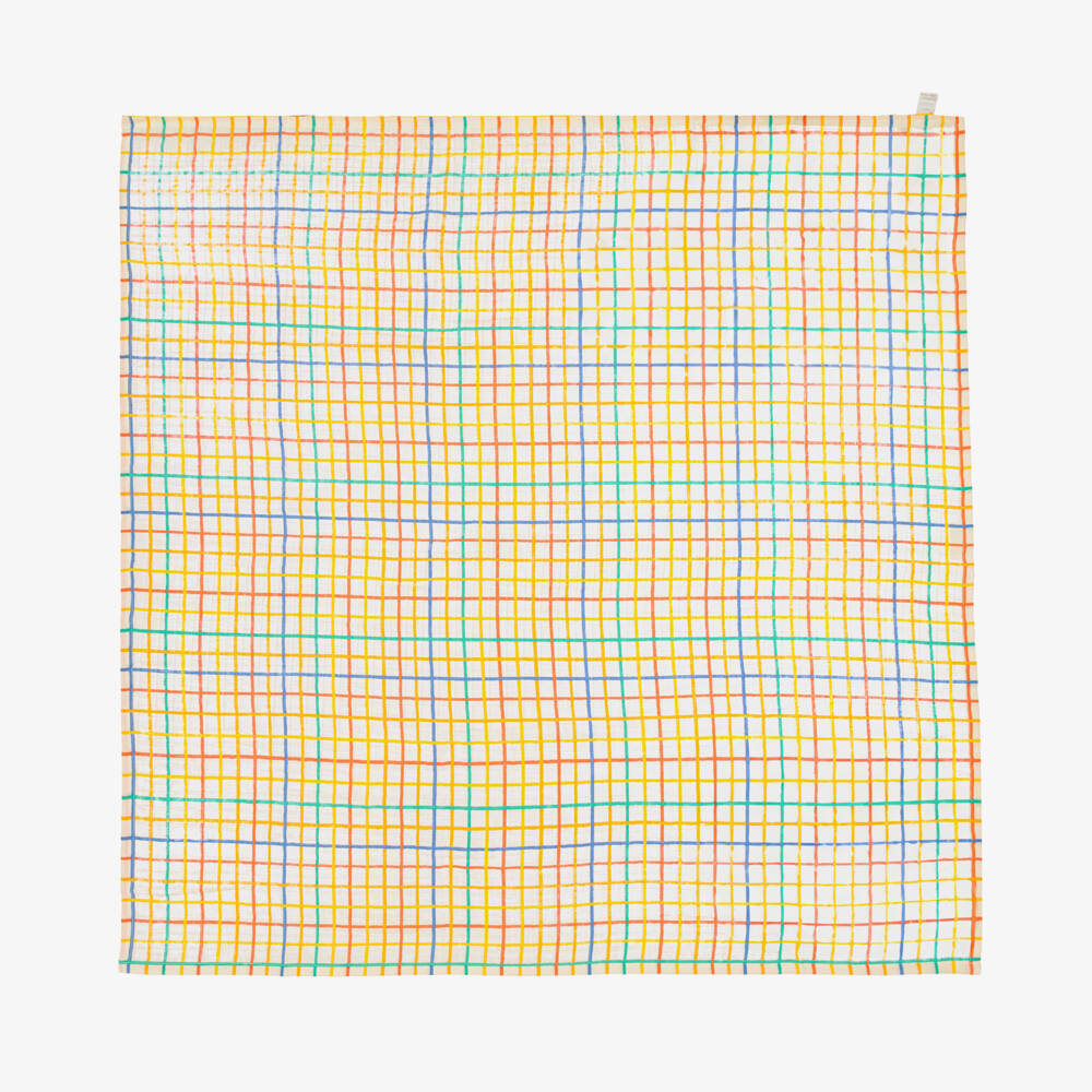 The Bonniemob-Rainbow Check Organic Cotton Swaddle (112cm) | Childrensalon Outlet