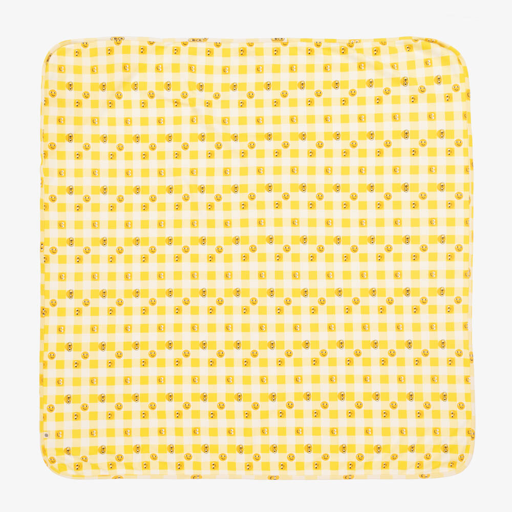 The Bonniemob-Желтое одеяло с капюшоном в клетку (96см) | Childrensalon Outlet