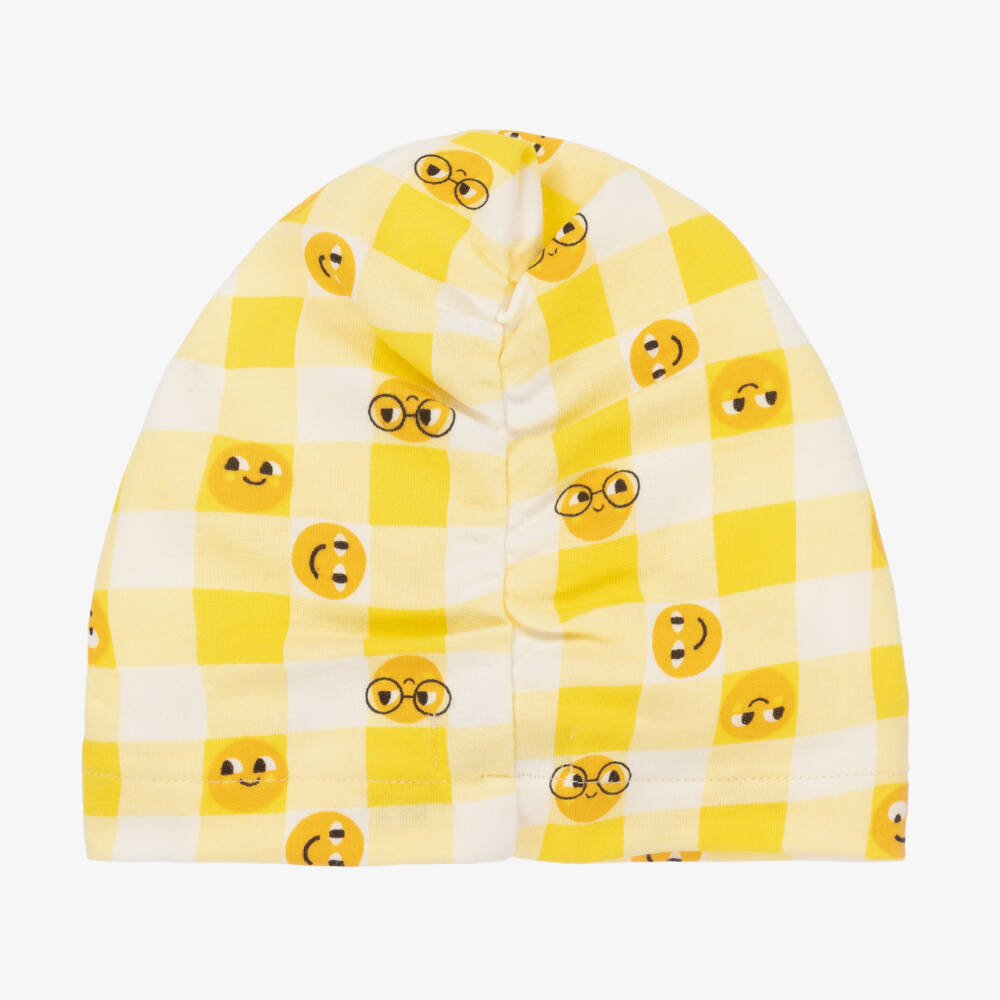 The Bonniemob-Yellow Cotton Check Baby Turban | Childrensalon Outlet