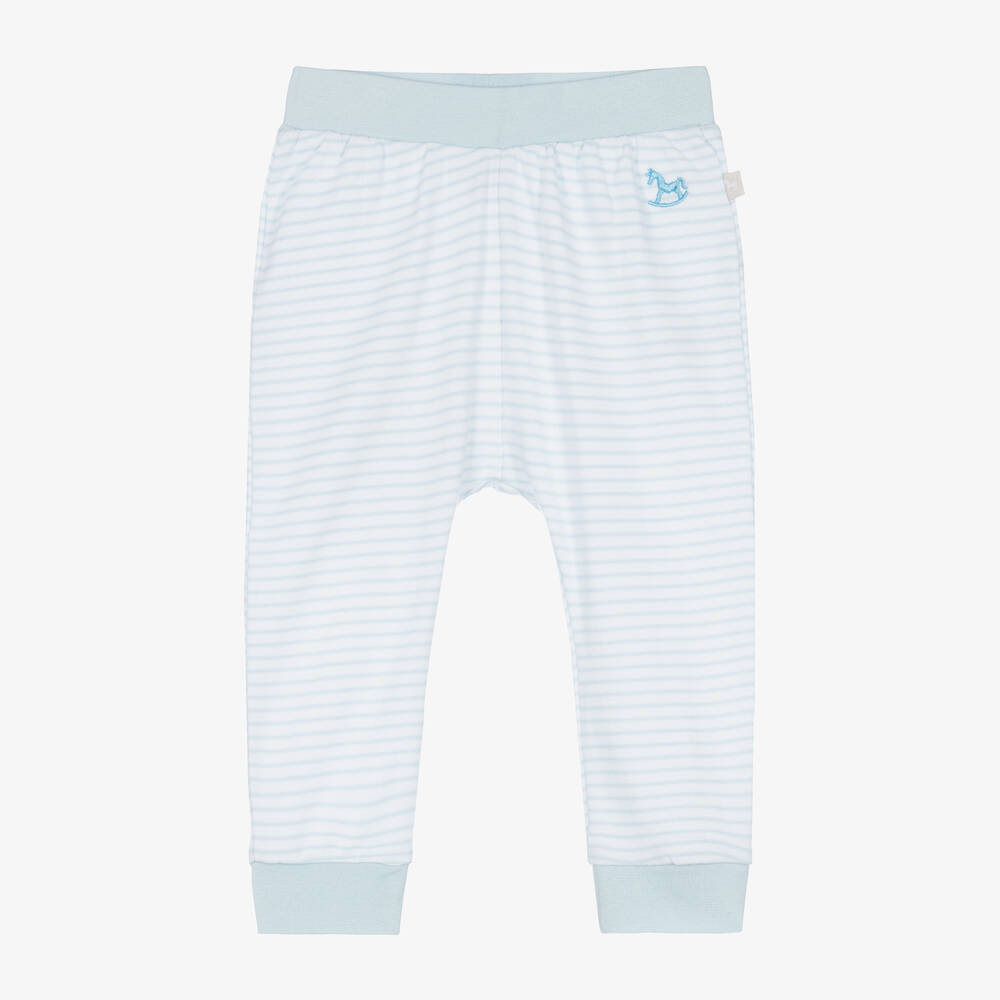 The Little Tailor - Бело-голубые хлопковые штанишки в полоску для малышей | Childrensalon