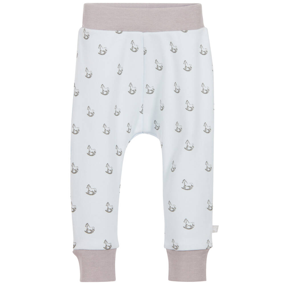 The Little Tailor - Baby Boys Blue Jersey Rocking Horse Trousers | Childrensalon