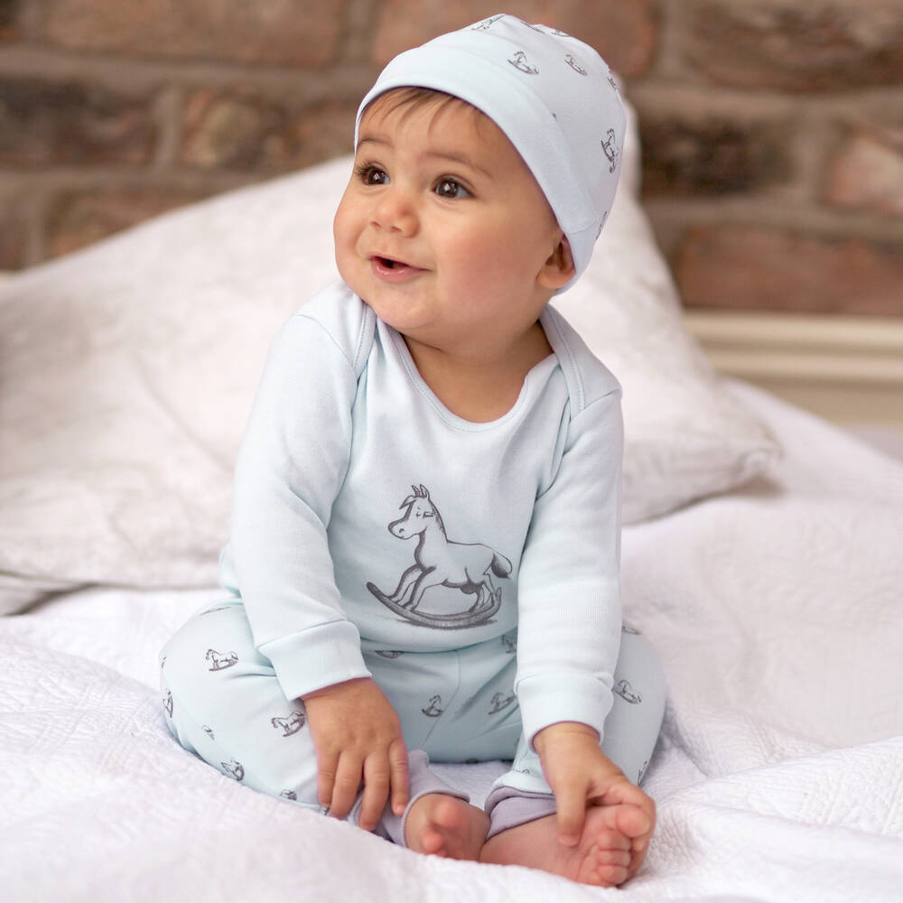 The Little Tailor-Baby Boys Blue Jersey Rocking Horse Trousers | Childrensalon Outlet