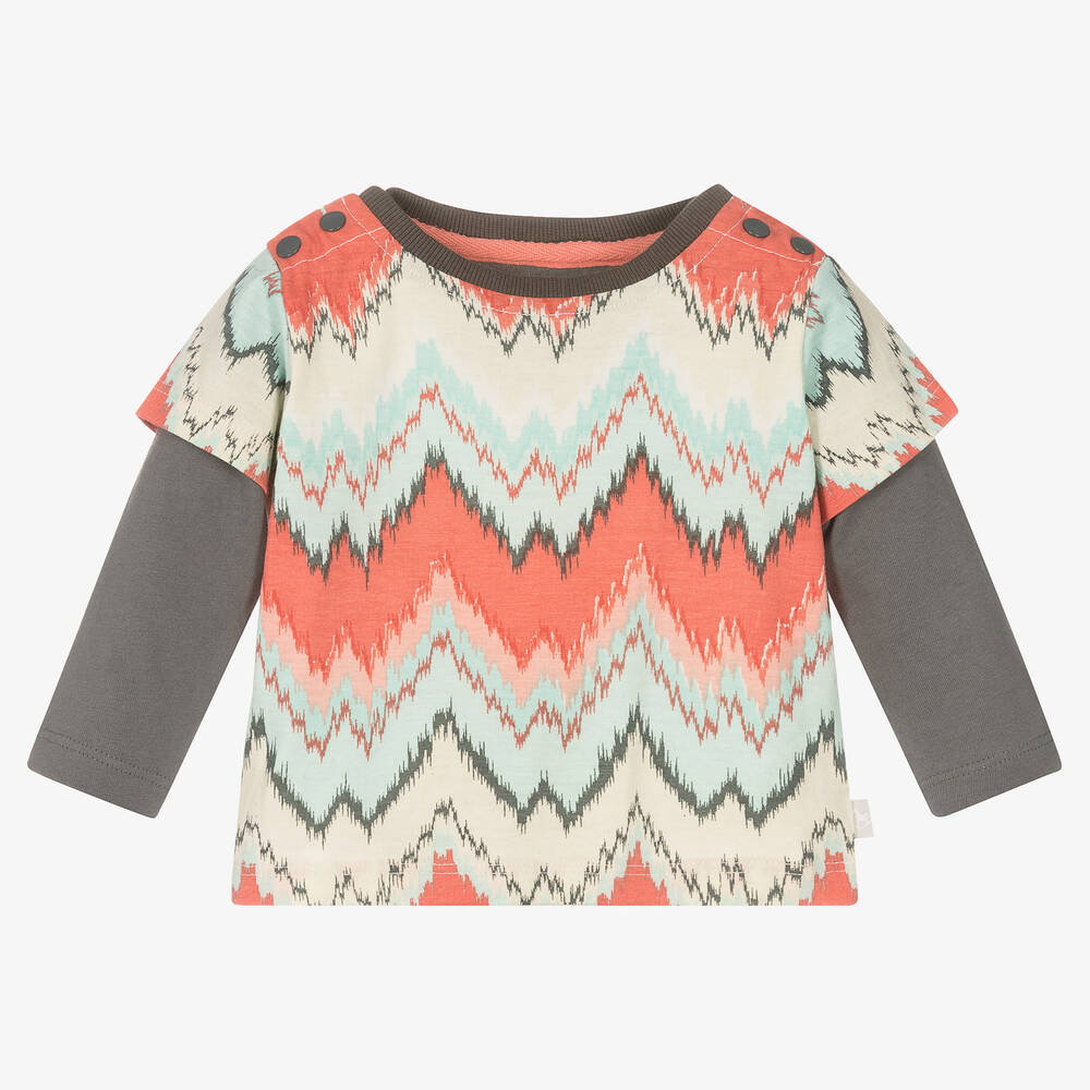 The Little Tailor - Baby Boys Red & Grey Top | Childrensalon