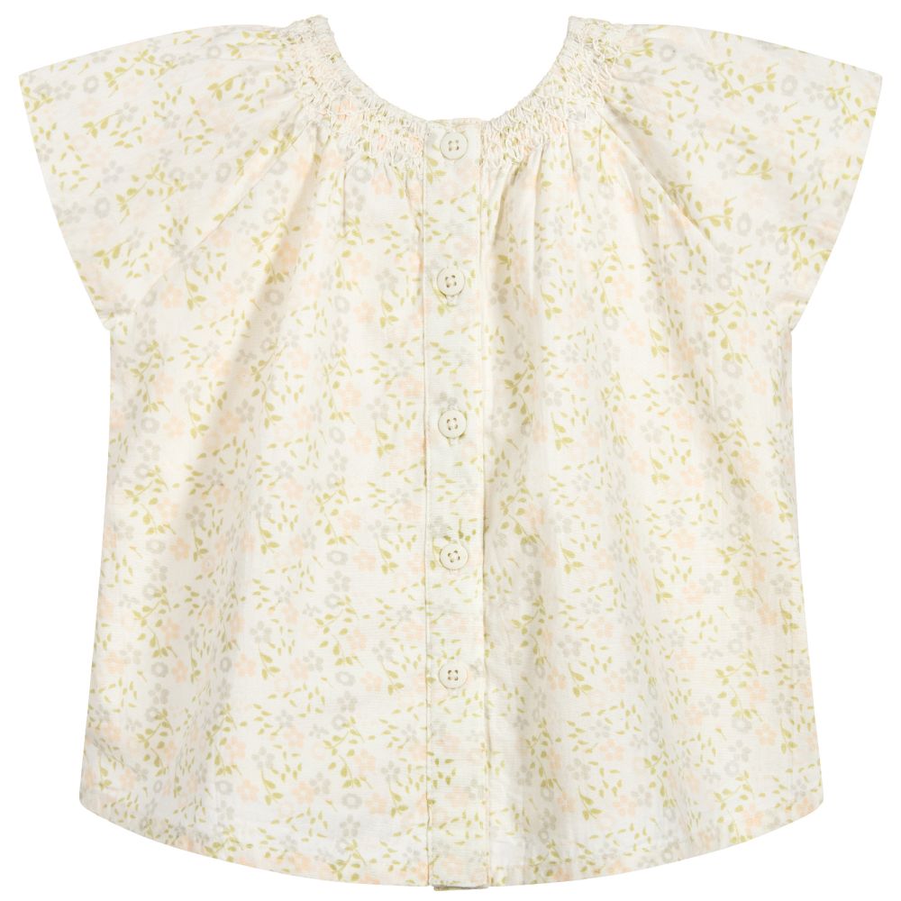 The Little Tailor-بلوز قطن لون عاجي للمولودات | Childrensalon Outlet