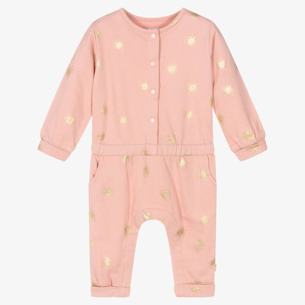 The Little Tailor - Baby Girls Pink Cotton Jumpsuit | Childrensalon