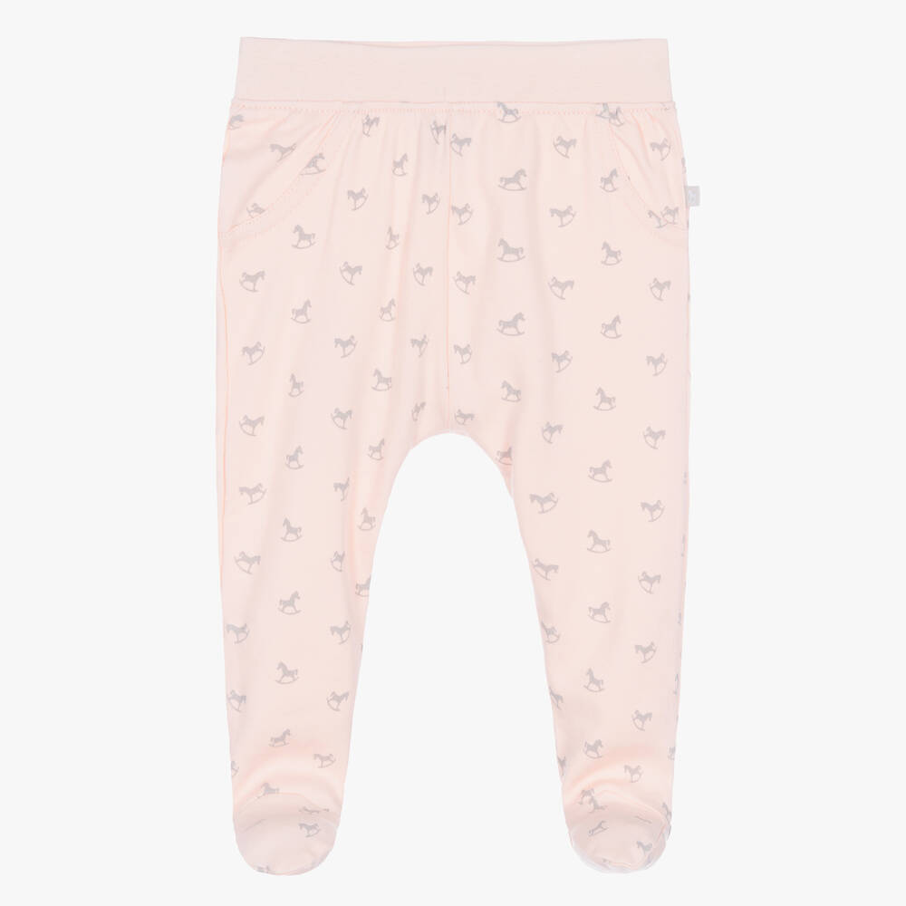 The Little Tailor - Baby Girls Pink Cotton Rocking Horse Trousers | Childrensalon