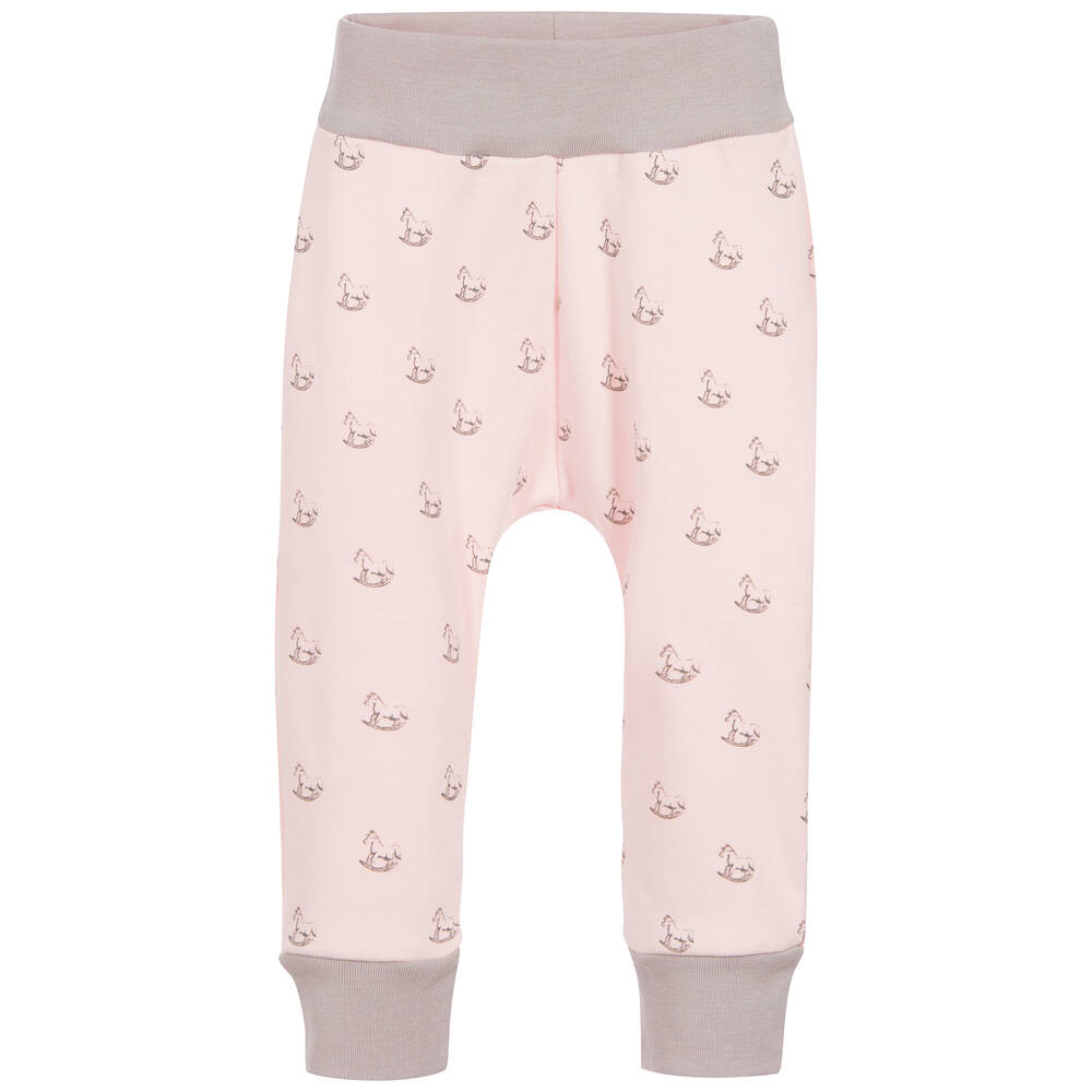 The Little Tailor - Baby Girls Pink Jersey Rocking Horse Trousers | Childrensalon