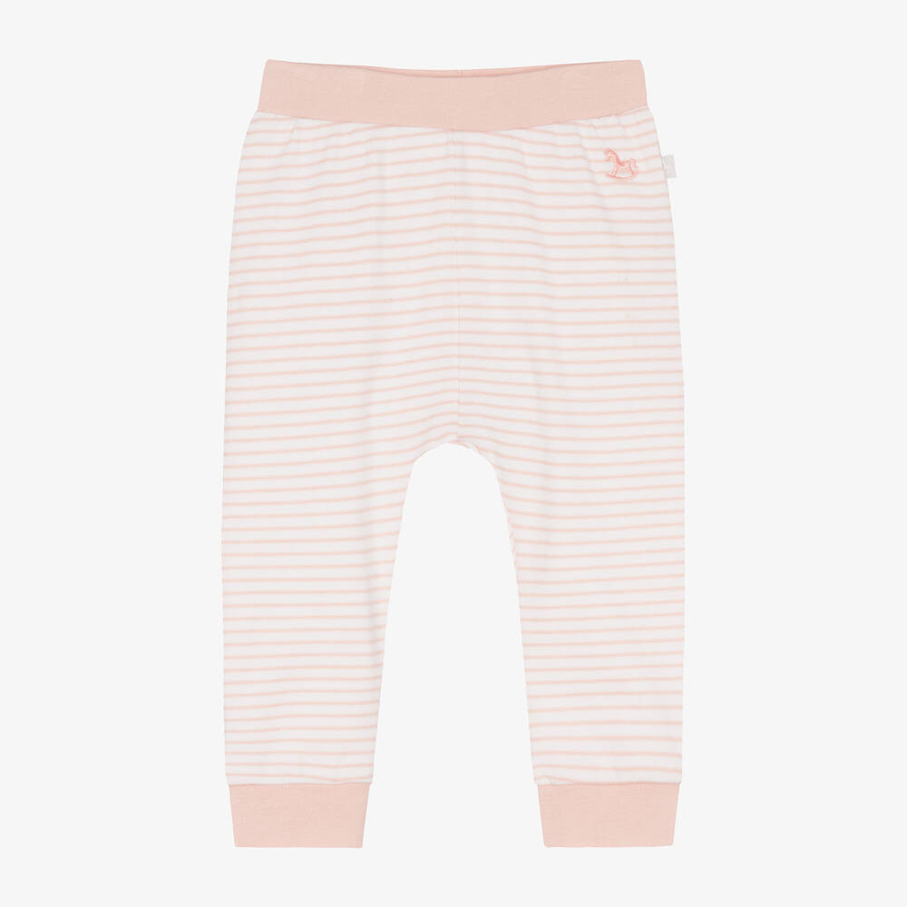 The Little Tailor - Baby Girls Pink & White Stripe Cotton Trousers | Childrensalon