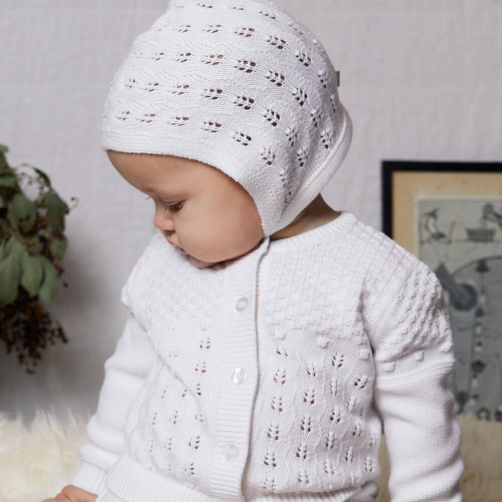 The Little Tailor-Baby Girls White Knitted Shorts Set | Childrensalon Outlet