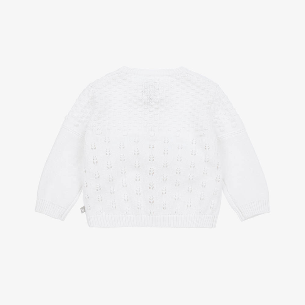 The Little Tailor-Baby Girls White Pointelle Cardigan | Childrensalon Outlet