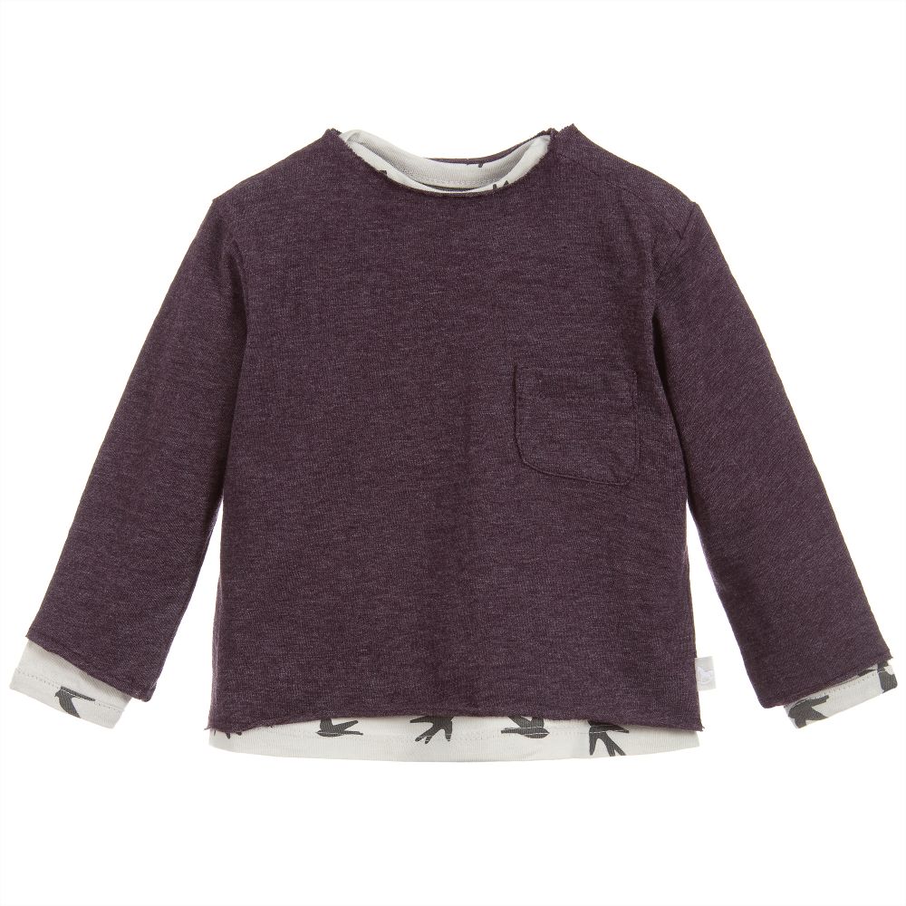 The Little Tailor - Baby Purple Layered Cotton Top | Childrensalon