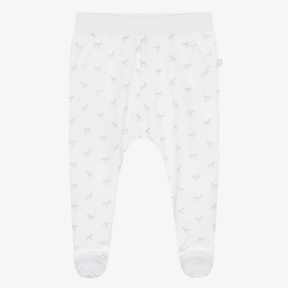 The Little Tailor-Baby White Cotton Rocking Horse Trousers | Childrensalon Outlet