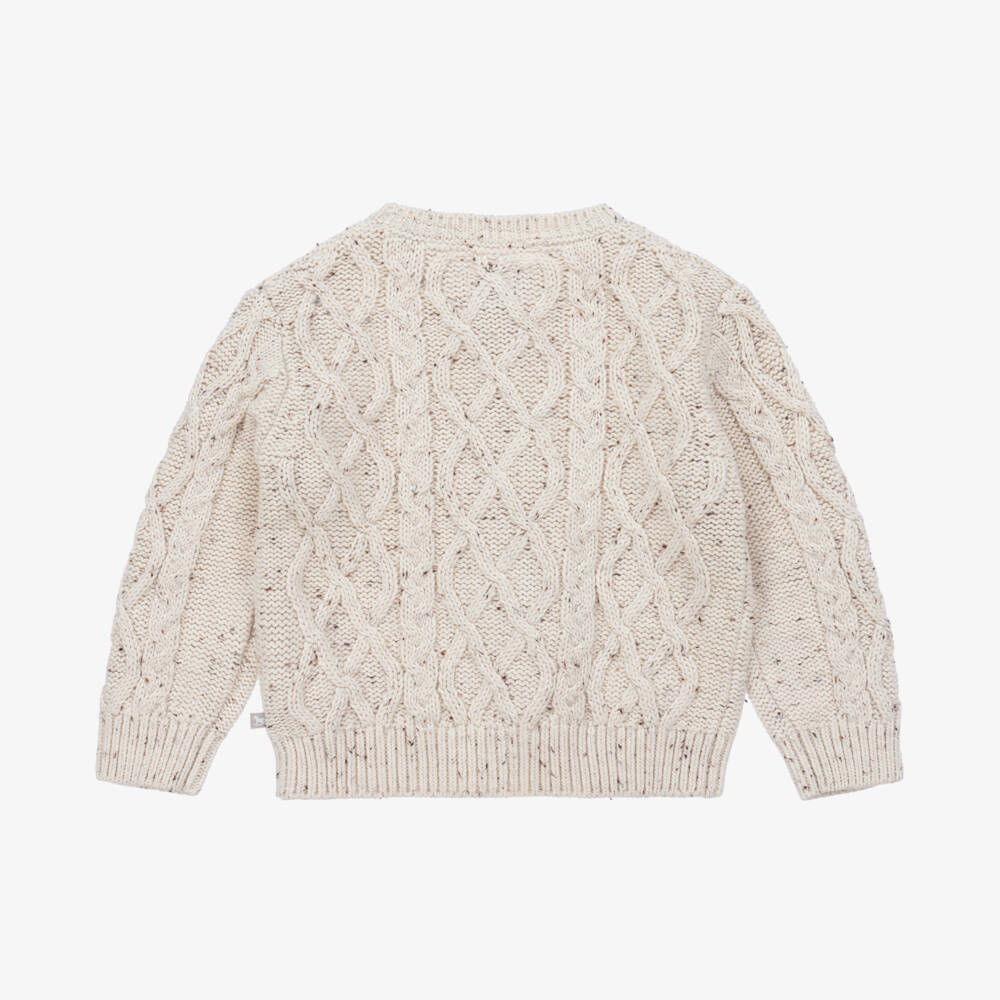 The Little Tailor-Beige Cable Knit Cotton Cardigan | Childrensalon Outlet