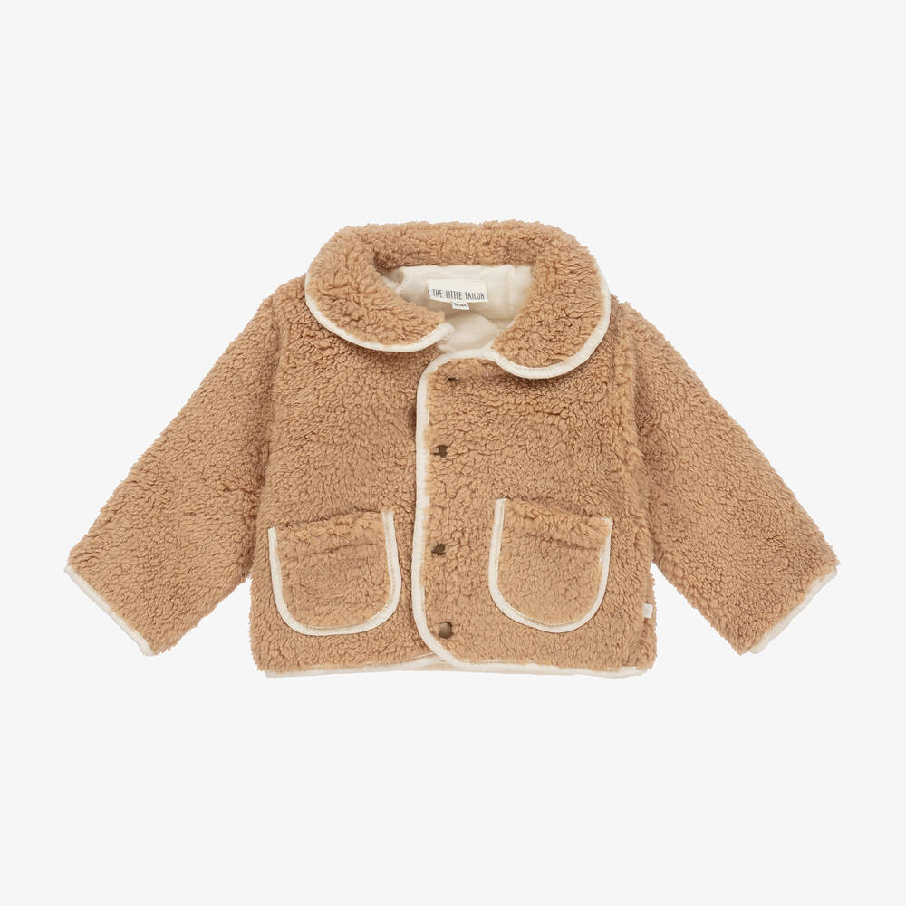 The Little Tailor-Бежевая двусторонняя стеганая куртка из шерпы-флиса | Childrensalon Outlet