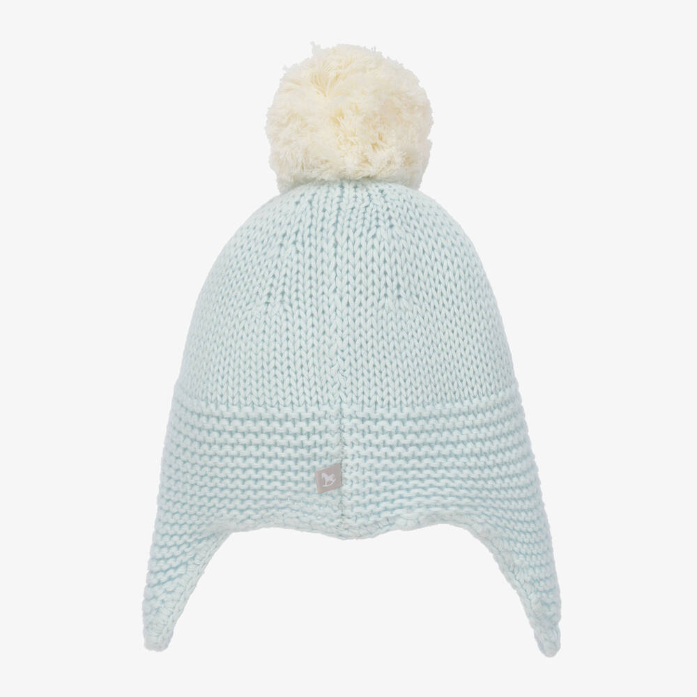 The Little Tailor-Blue Cotton Knit Bobble Hat | Childrensalon Outlet
