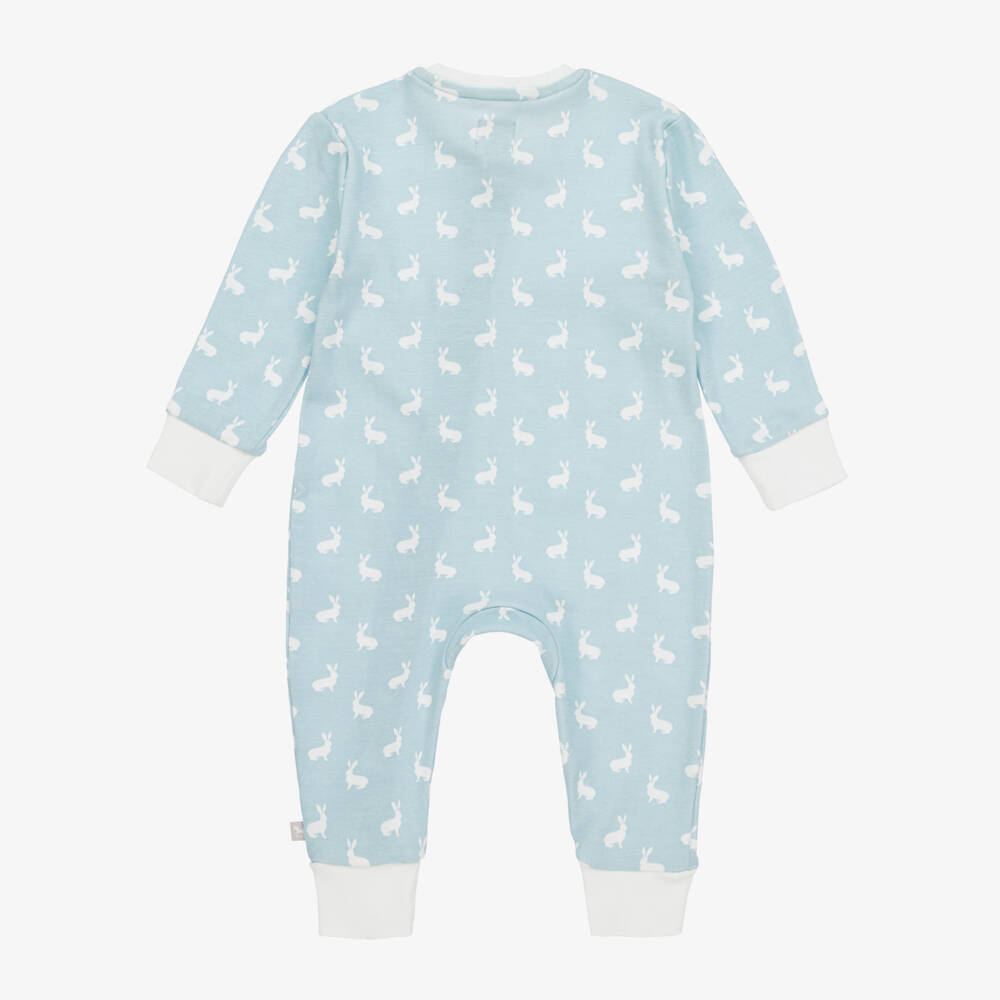 The Little Tailor-Blue Hare Print Cotton Jersey Romper | Childrensalon Outlet