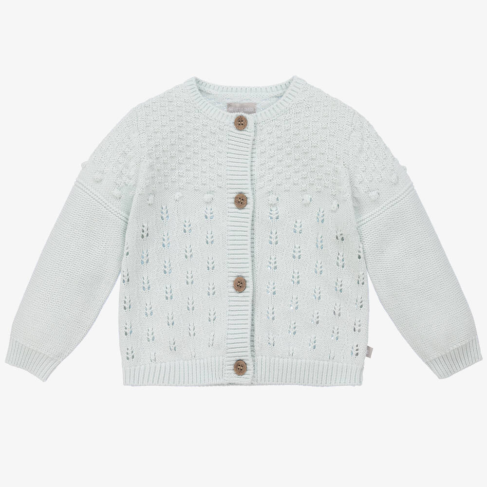 The Little Tailor - Blue Knitted Baby Cardigan | Childrensalon