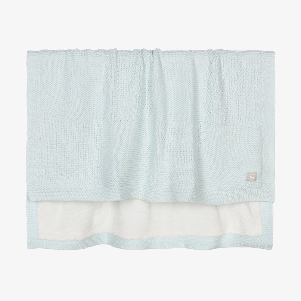 The Little Tailor - Blue Knitted Blanket (80cm) | Childrensalon
