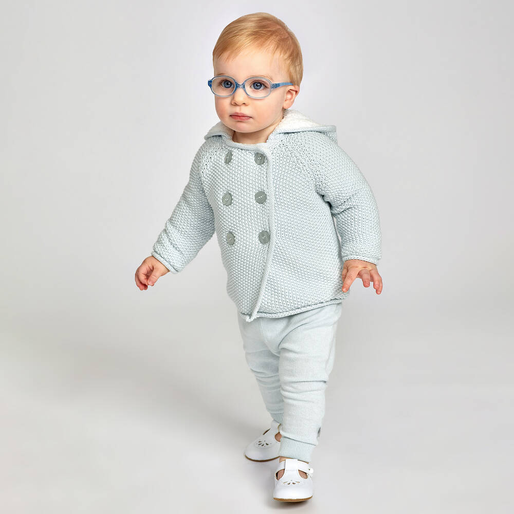 The Little Tailor-Голубое прогулочное вязаное пальто из хлопка для малышей | Childrensalon Outlet