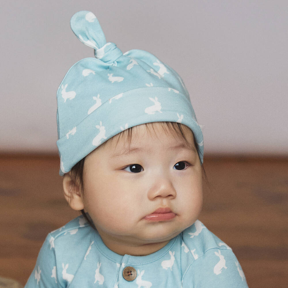 The Little Tailor-Blue & White Cotton Baby Hat | Childrensalon Outlet
