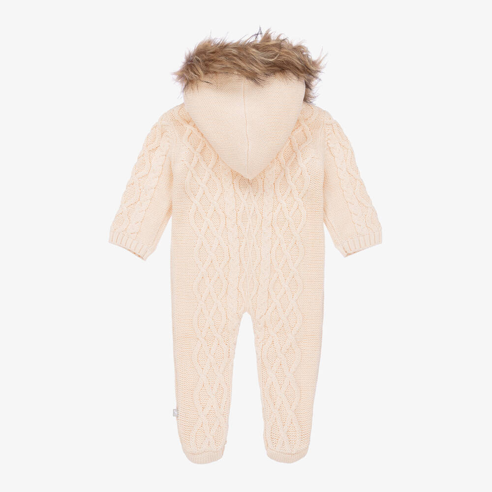 The Little Tailor-Blush Pink Knitted Pramsuit | Childrensalon Outlet