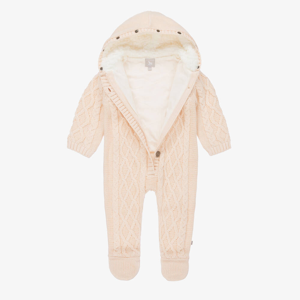 The Little Tailor-Blush Pink Knitted Pramsuit | Childrensalon Outlet