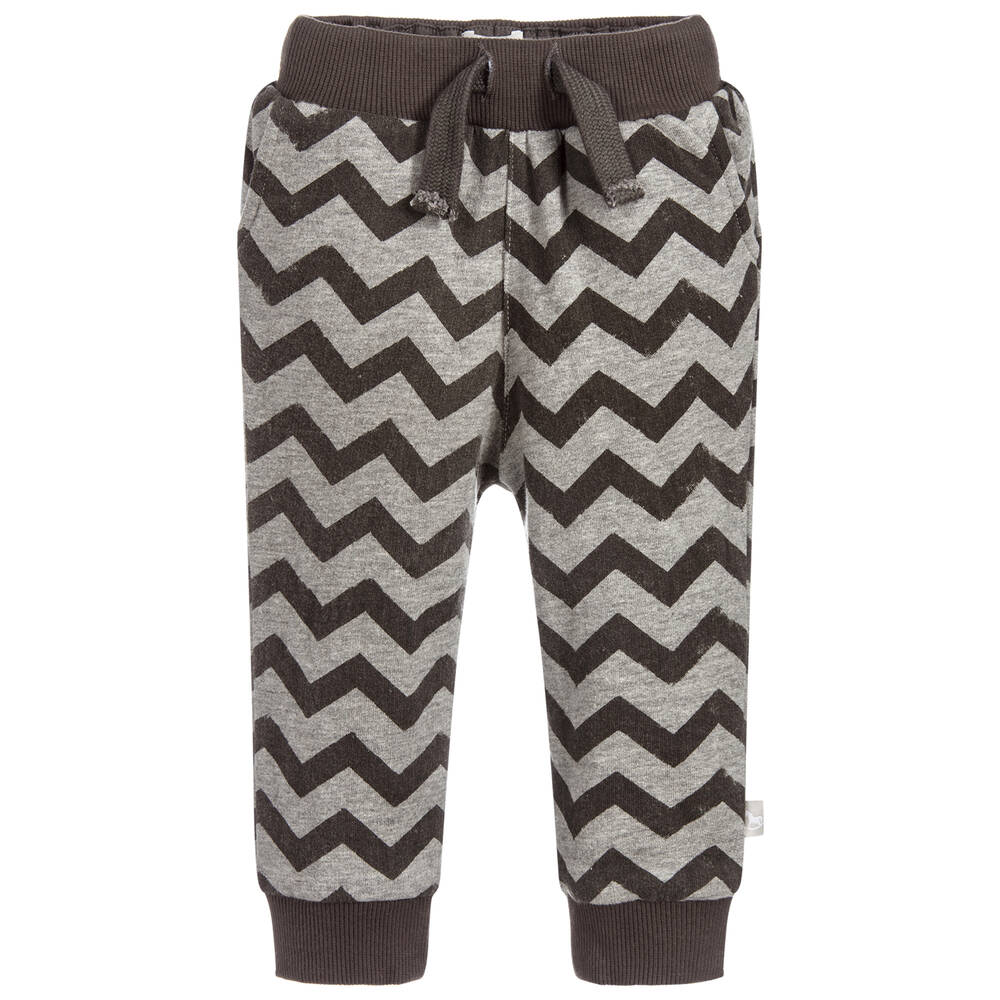 The Little Tailor - Boys Grey Zigzag Joggers | Childrensalon