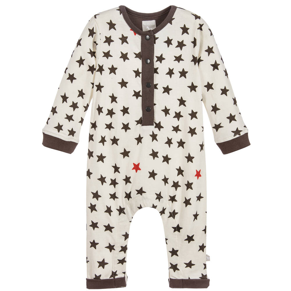 The Little Tailor - Boys Ivory Cotton Babygrow | Childrensalon