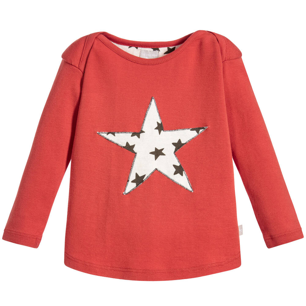 The Little Tailor - Coral Red Cotton T-Shirt | Childrensalon