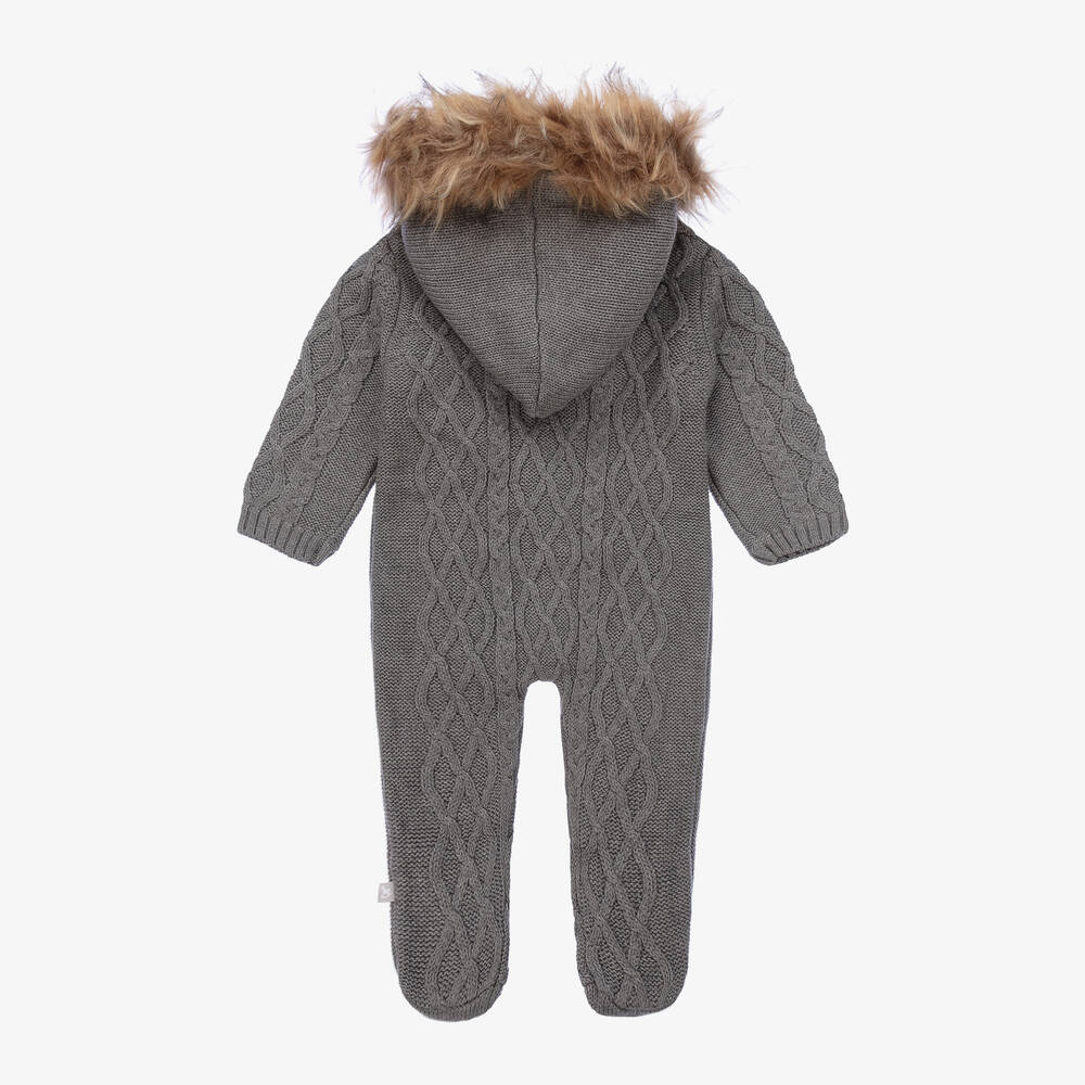 The Little Tailor-Dark Grey Knitted Pramsuit | Childrensalon Outlet