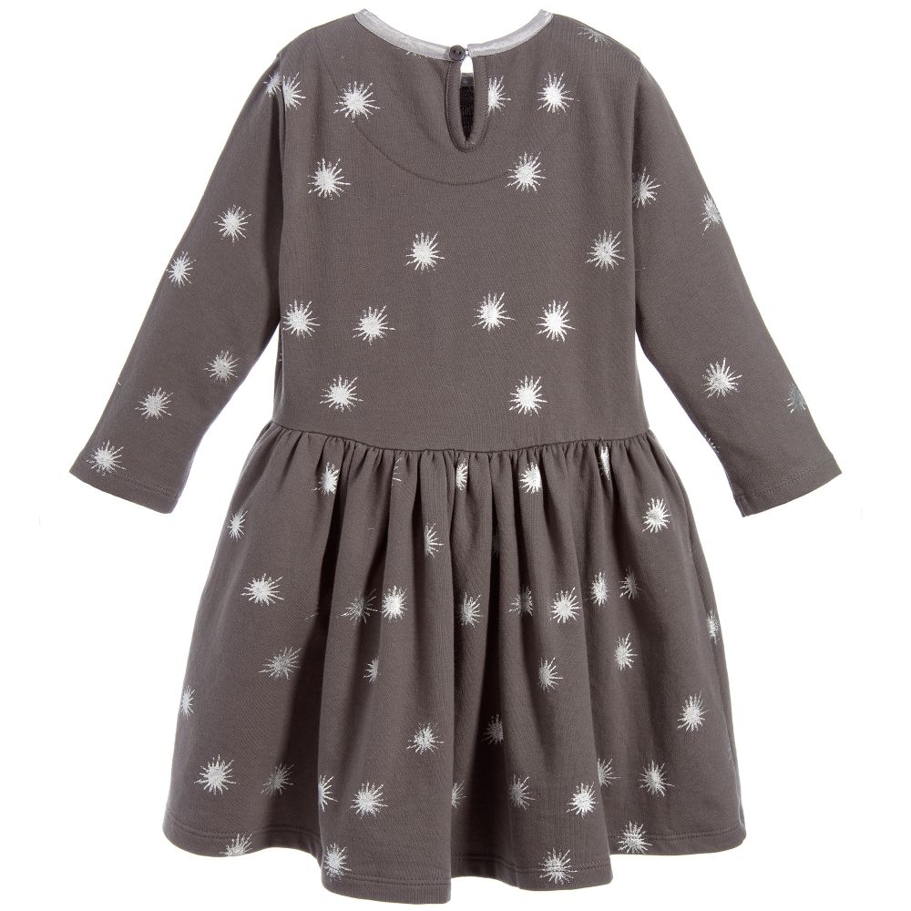 The Little Tailor-فستان قطن لون رمادي و فضّي برّاق | Childrensalon Outlet