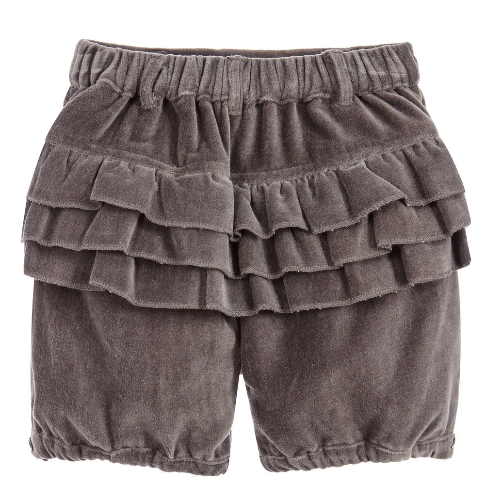 The Little Tailor Girls Dark Grey Velvet Shorts Childrensalon