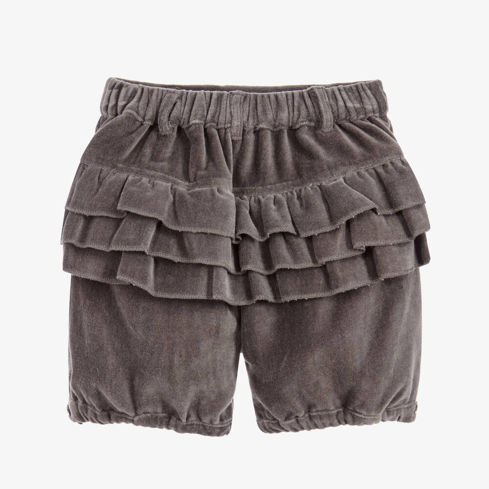 The Little Tailor-Girls Dark Grey Velvet Shorts | Childrensalon Outlet