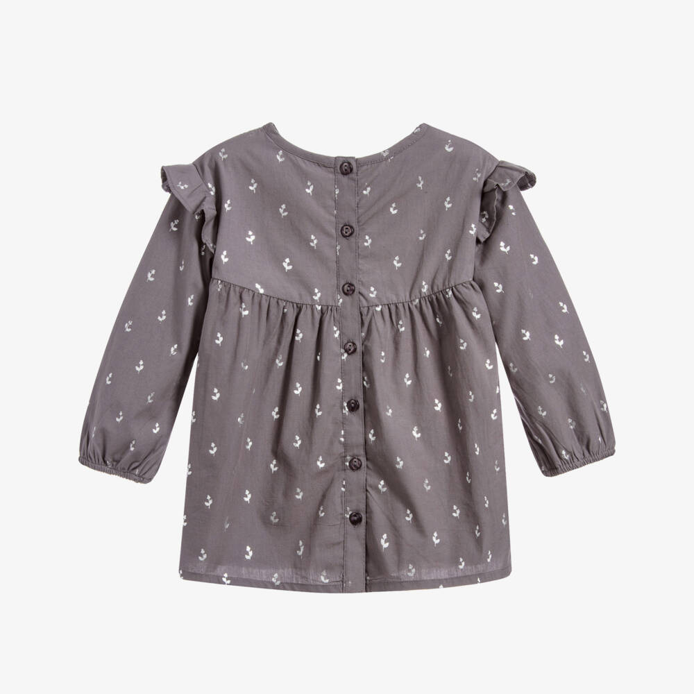 The Little Tailor-Girls Grey Cotton Blouse | Childrensalon Outlet