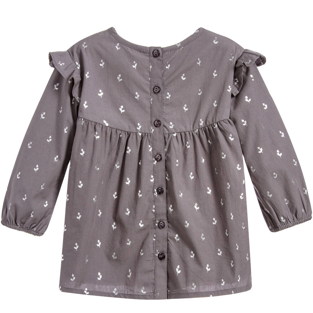 The Little Tailor-Girls Grey Cotton Blouse | Childrensalon Outlet