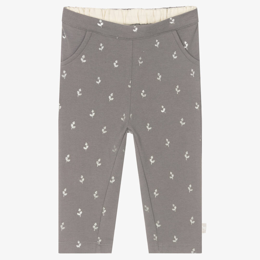 The Little Tailor - Girls Grey Cotton Leggings | Childrensalon